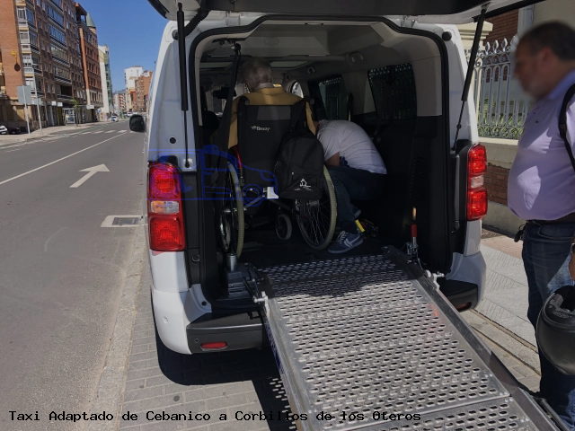 Taxi accesible de Corbillos de los Oteros a Cebanico